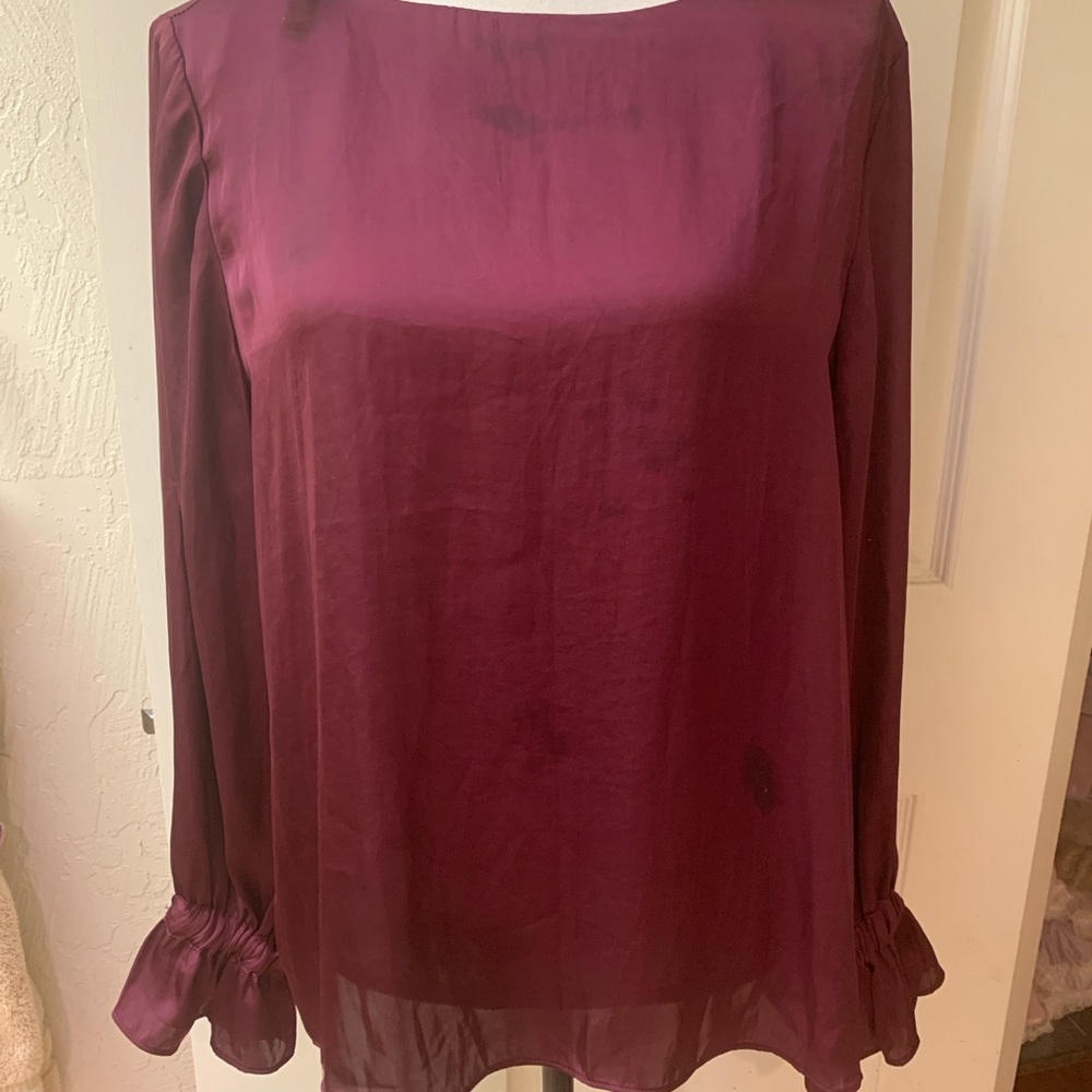 Banana Republic Wine Colored Long Sleeve Blouse
